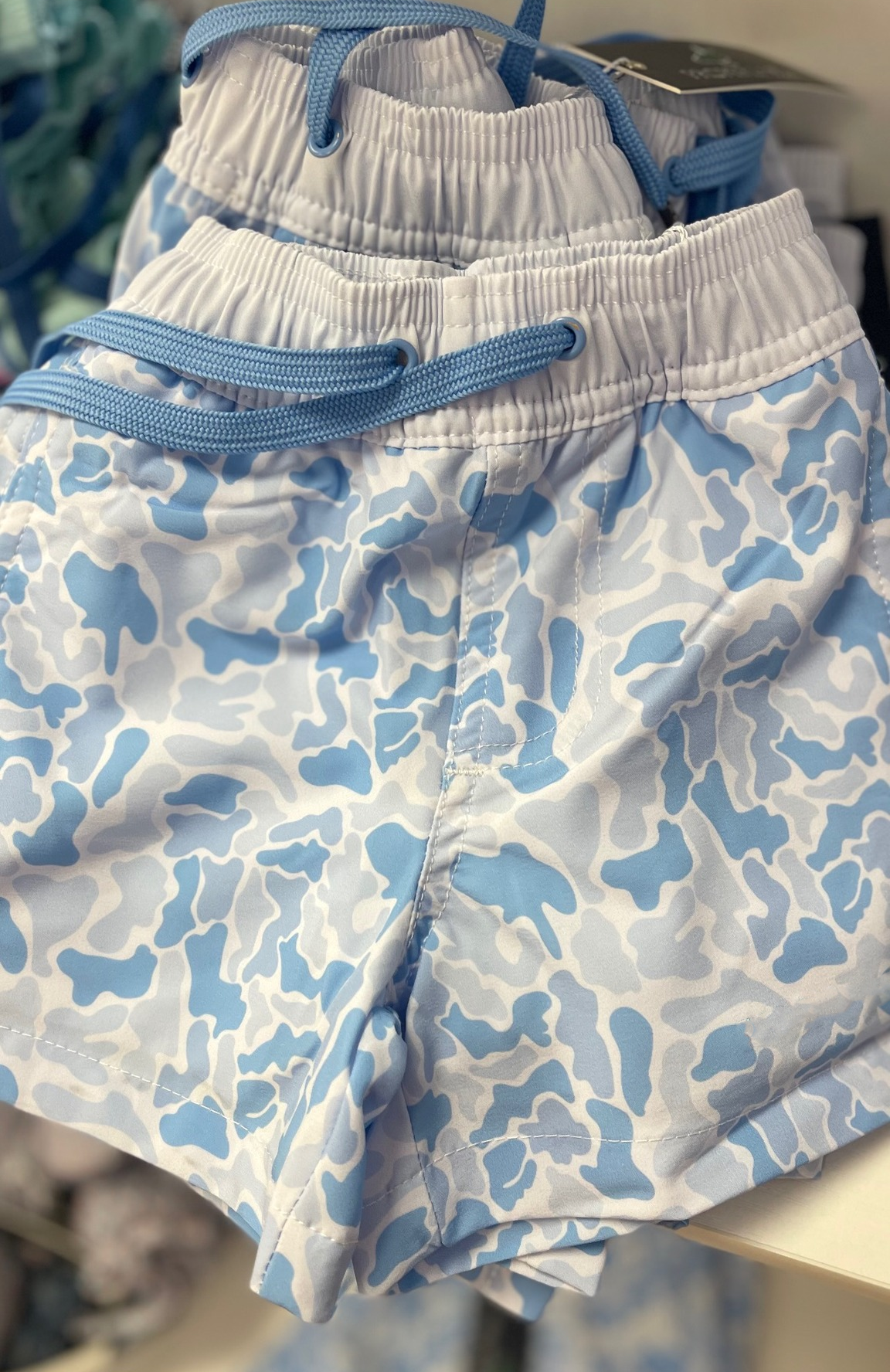 S0766 Preorder Baby Boy Southern Blue Camo Pockets Swimming Trunks Bottom
