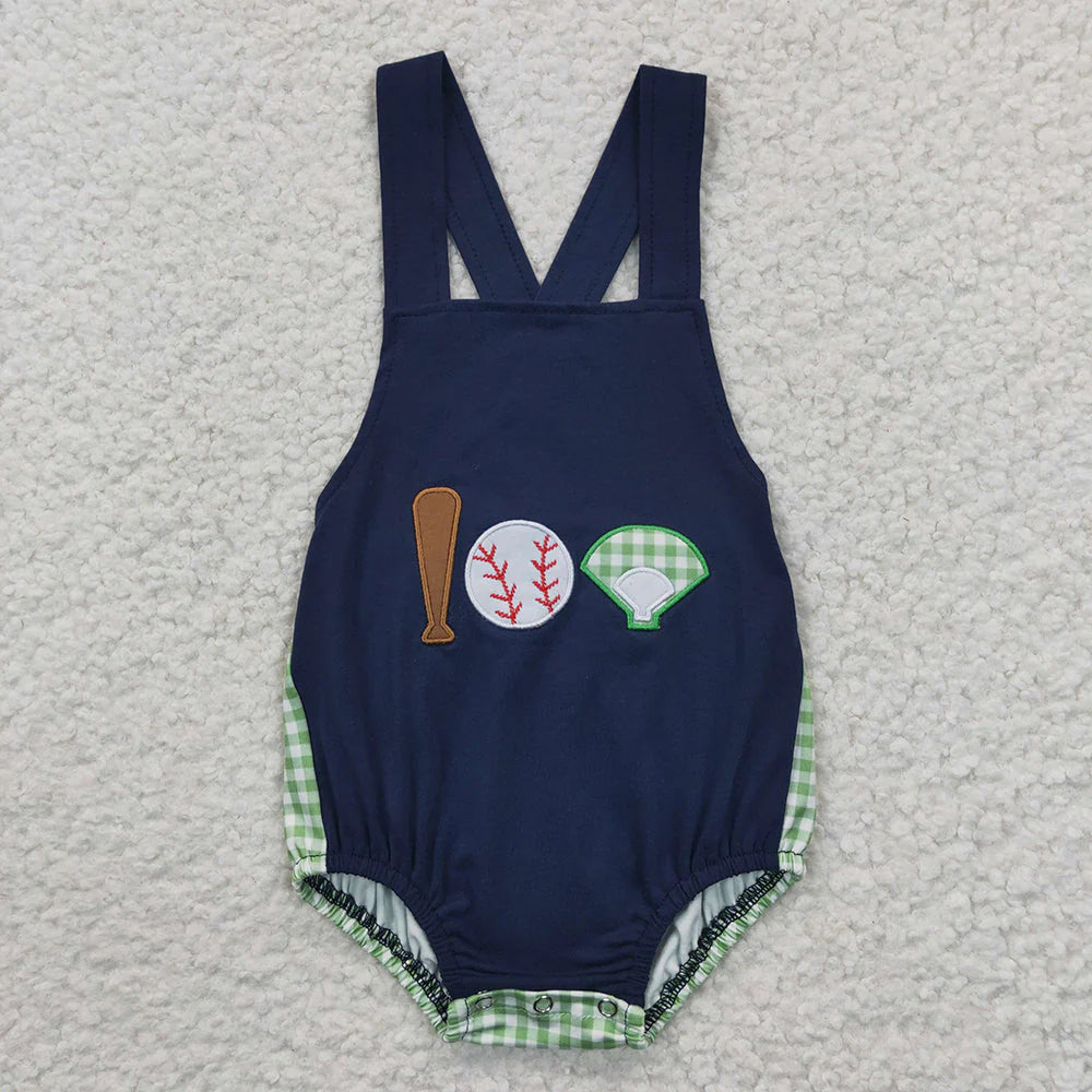 Girl Sets Sibling Baby Boy Romper Baseball Green Checked Summer Outfits Suits