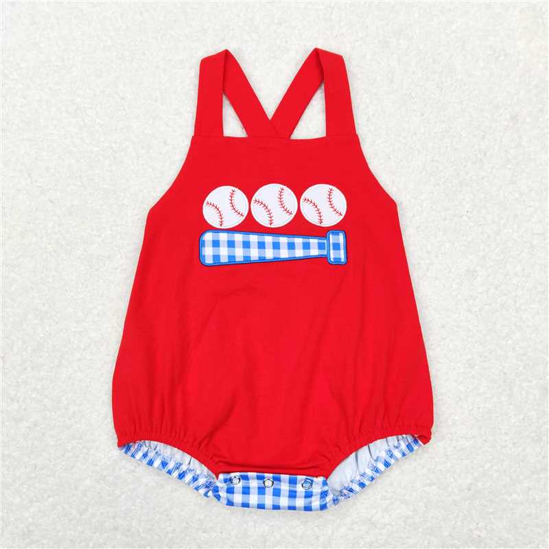 Baby Boy and Girl Outfits Kids Romper Baseball Embroidery Designs Sibling Clothing