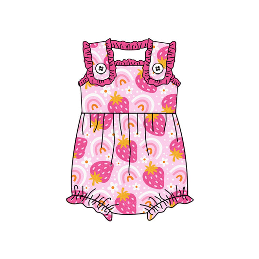 SR2050 Baby Infant Girls Rainbow Strawberry Pink Rompers preorder