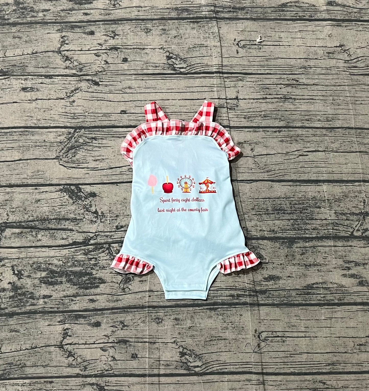 SR3055 Preorder IRL Baby Girl Red Plaid Strap Park Backless Bow Ruffle Rompers