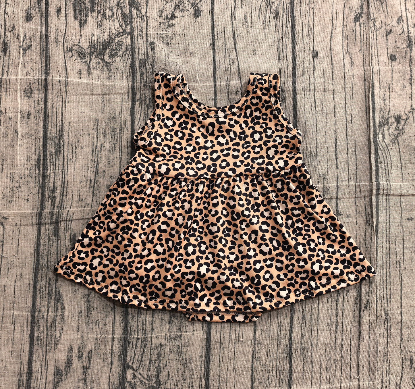 SR3070 Preorder Sample Baby Girls Sleeveless Khaki Leopard Jumpsuits