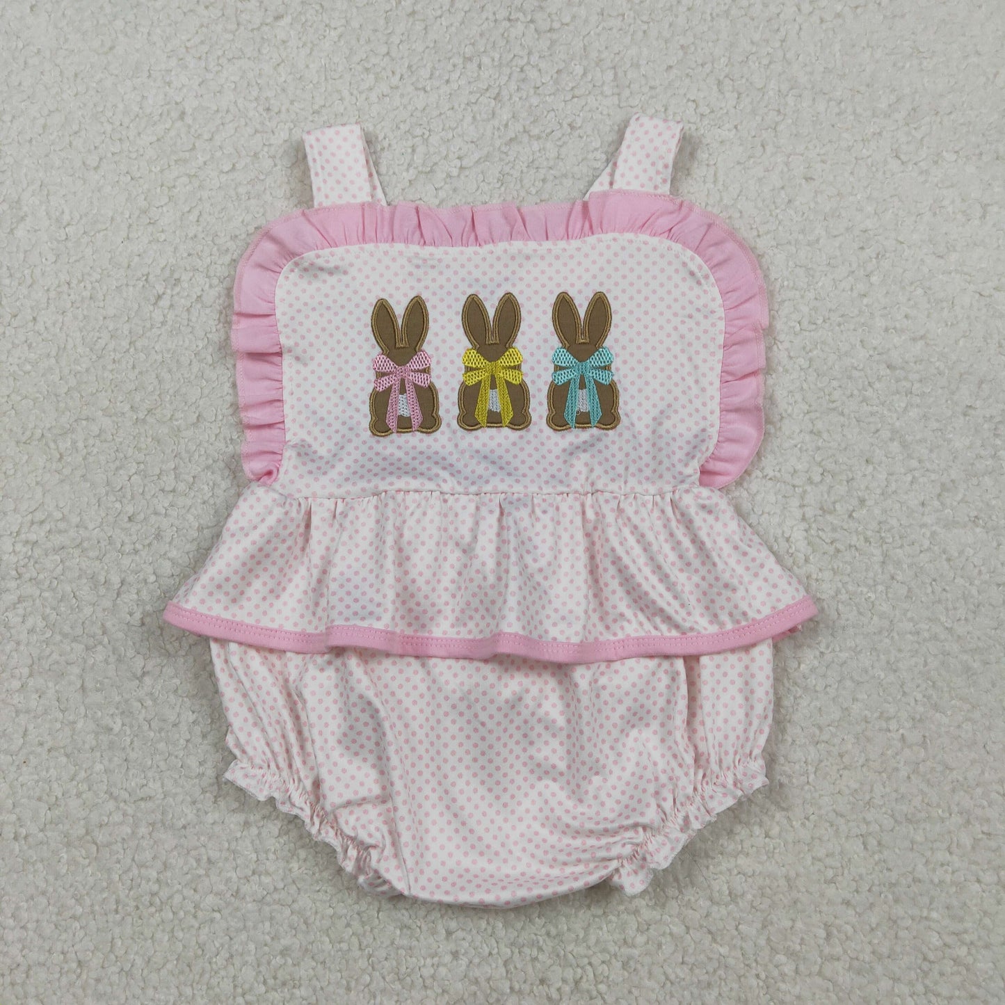 Sibling Baby girl clothes Embroidery easter short sleeve shorts sets and Rompers