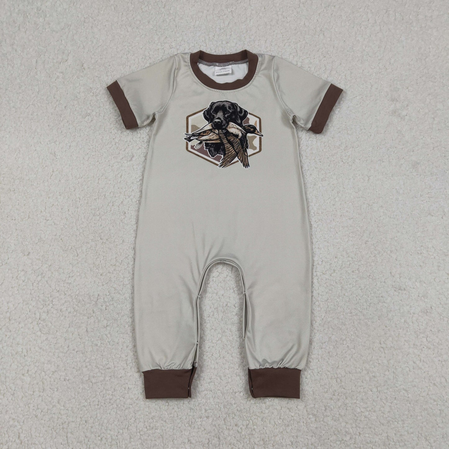 Sibling Baby boy clothes duck puppy short sleeve Rompers