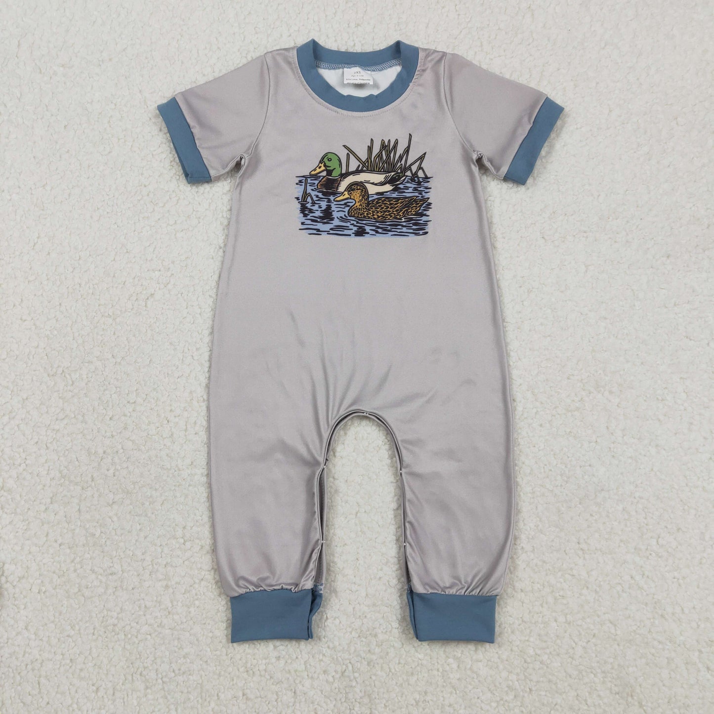 Sibling Baby boy clothes duck puppy short sleeve Rompers