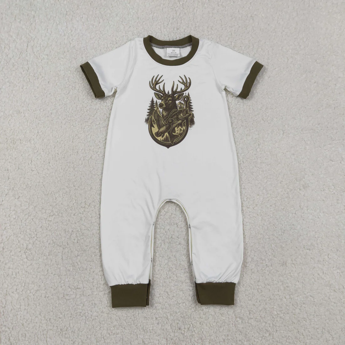 Sibling Baby boy clothes duck puppy short sleeve Rompers