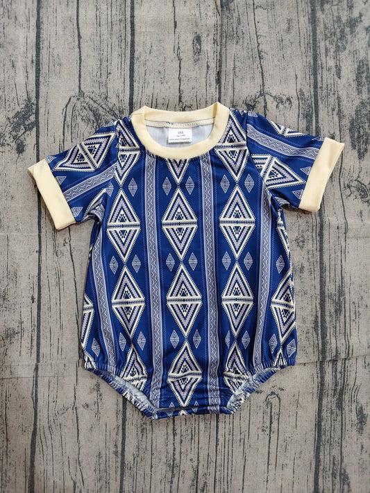 SR3713 Preorder Sample Baby Boys Short Sleeve Western Aztec Rompers