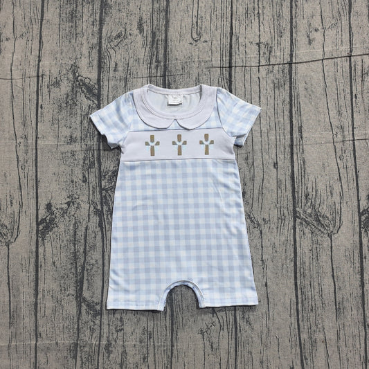 SR3758 pre-order baby boy clothes embroidery cross print toddler boy easter summer romper-26.1.10