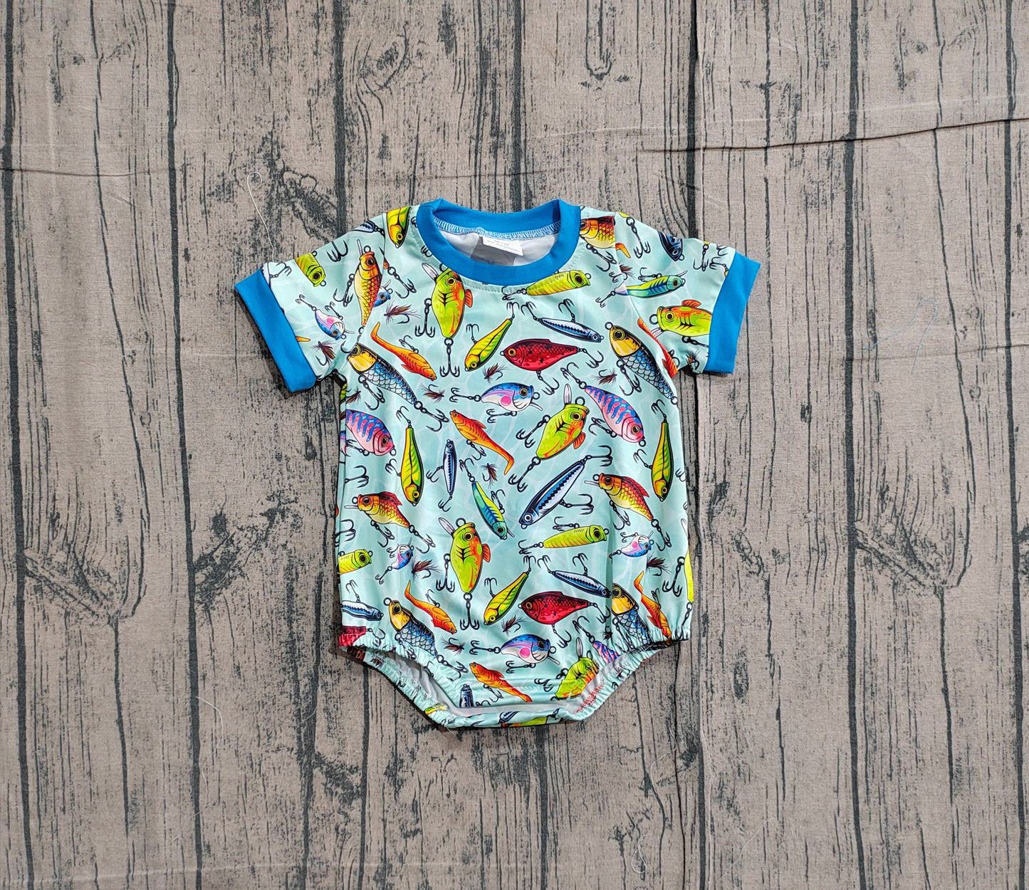 SR3824 pre-order baby boy clothes fishing print toddler boy 4th of July summer romper-26.1.22