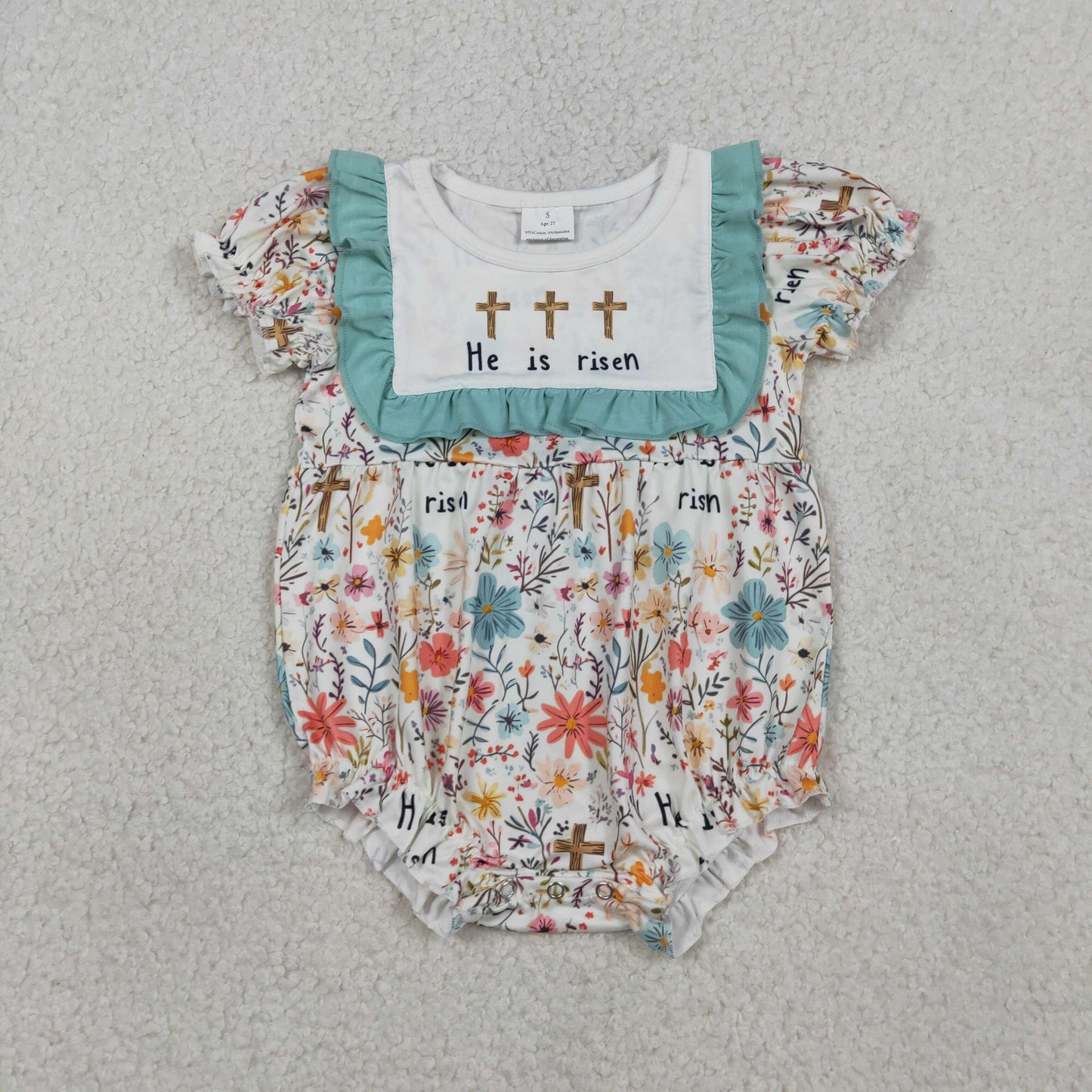 Sibling Baby girl clothes summer easter floral short sleeve dress and Rompers