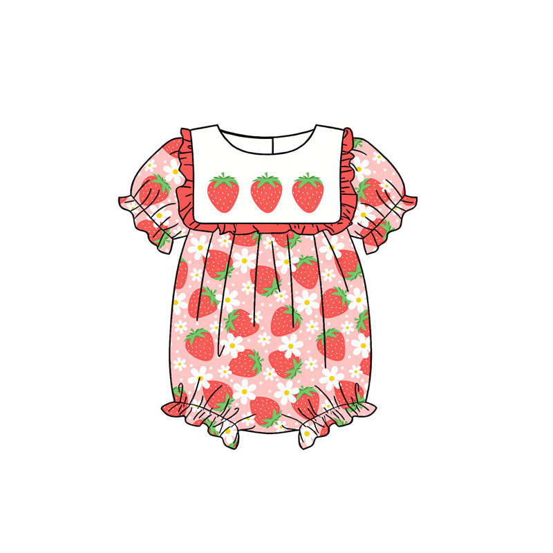 Pre-order no moq SR3870 pre-order baby girl clothes summer strawberry short sleeve bubble-25.12.29
