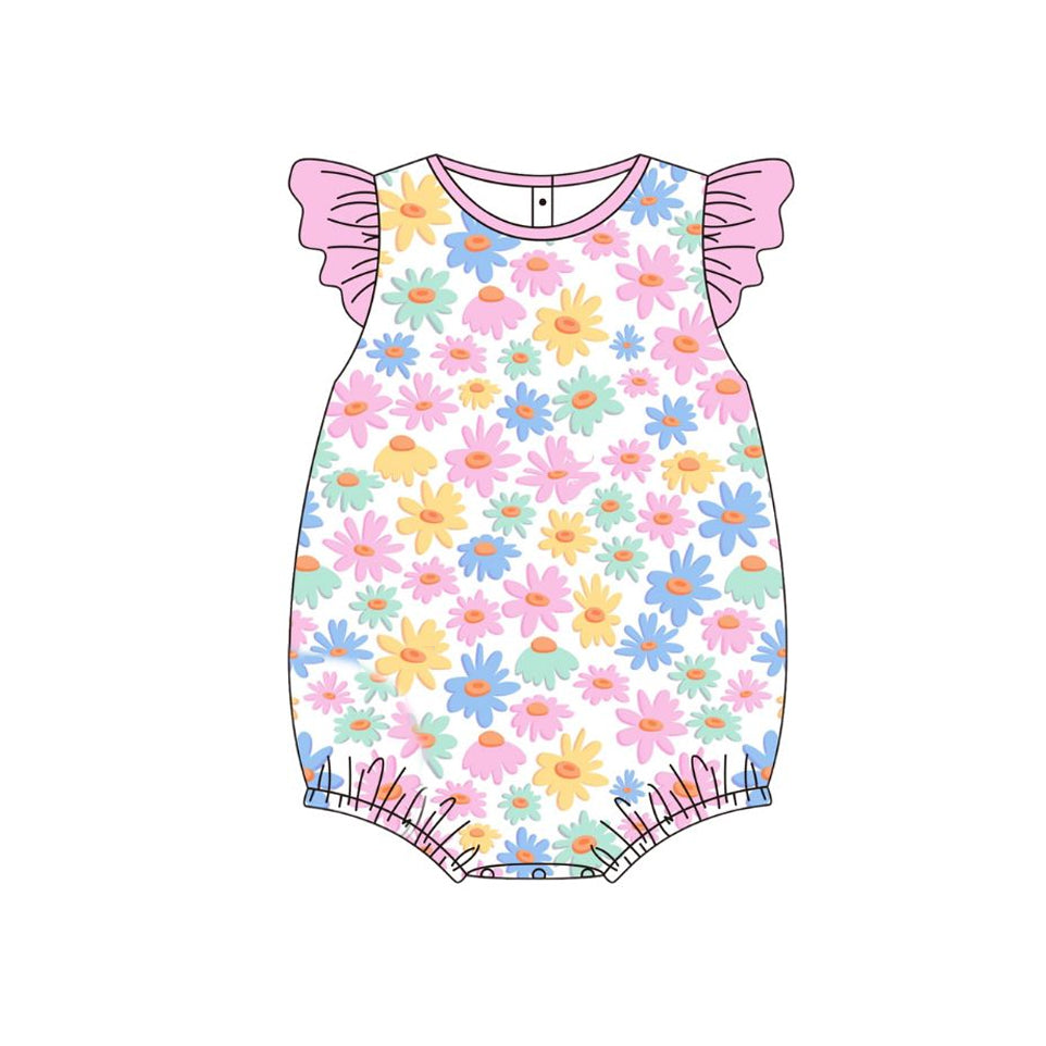 Pre-order no moq SR3877 pre-order baby girl clothes summer floral flying sleeve bubble-25.12.29