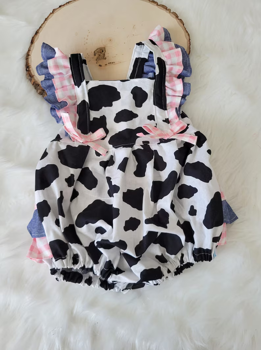 Pre-order no moq SR3898 pre-order baby girl clothes cow pattern flying sleeve bubble-26.1.1