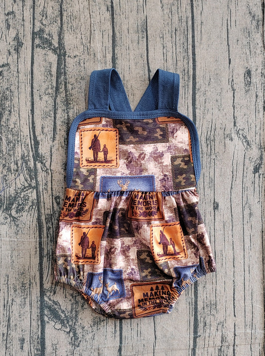 SR3925 Preorder Sample Baby Boy Strap Southern Deer Camo Hunting Rompers