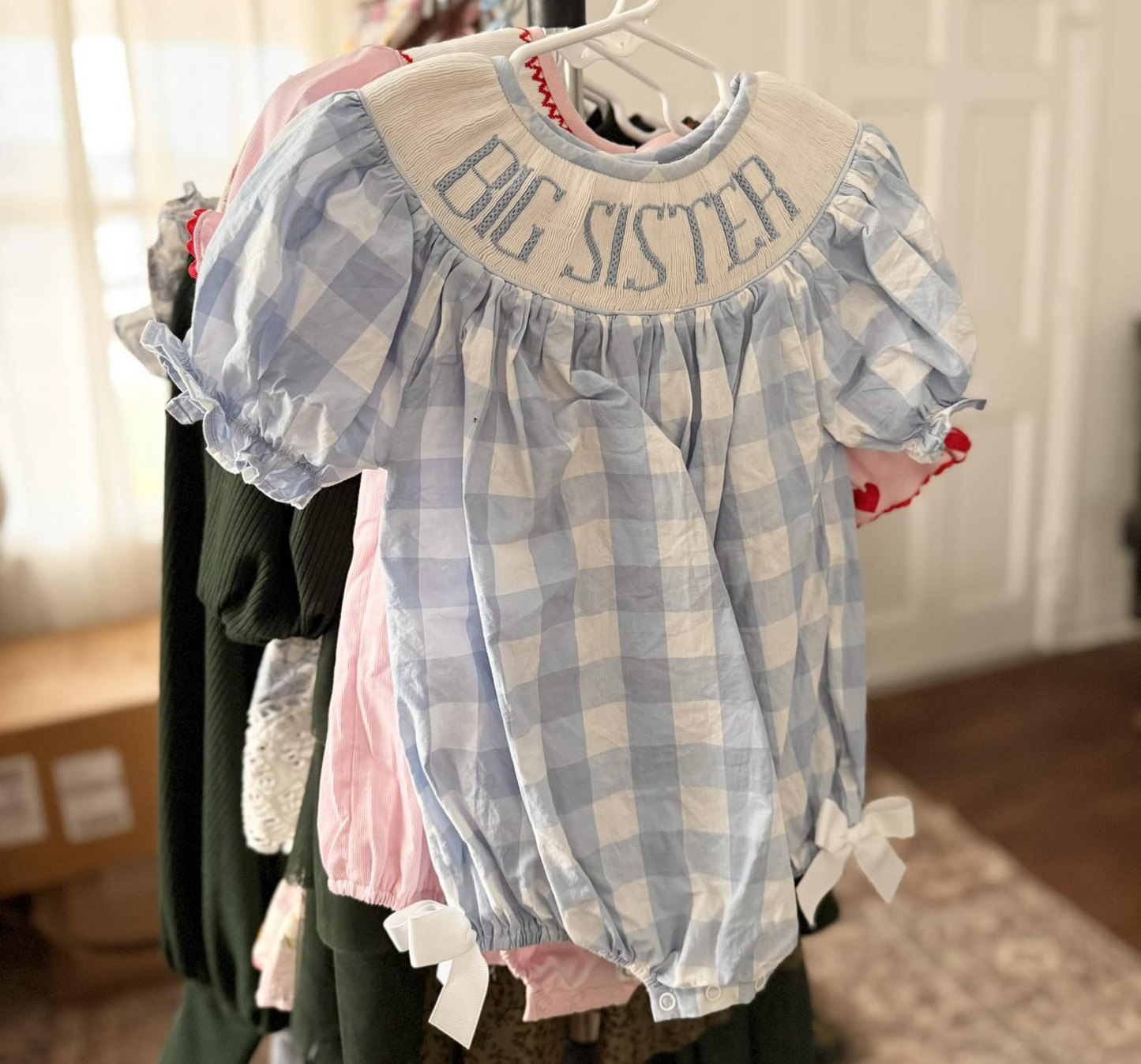 Pre-order no moq SR3934 pre-order baby girl clothes BIG SISTER short sleeve bubble-26.1.5
