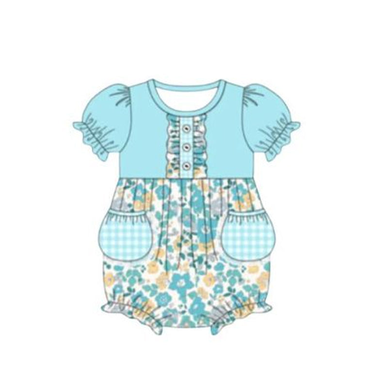 Pre-order no moq SR3936 pre-order baby girl clothes floral blue short sleeve bubble-26.1.5