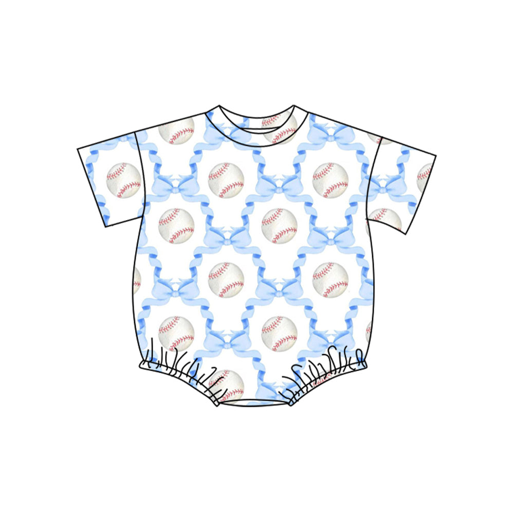 Pre-order no moq SR3962 pre-order baby girl clothes baseball bow short sleeve bubble-26.1.12
