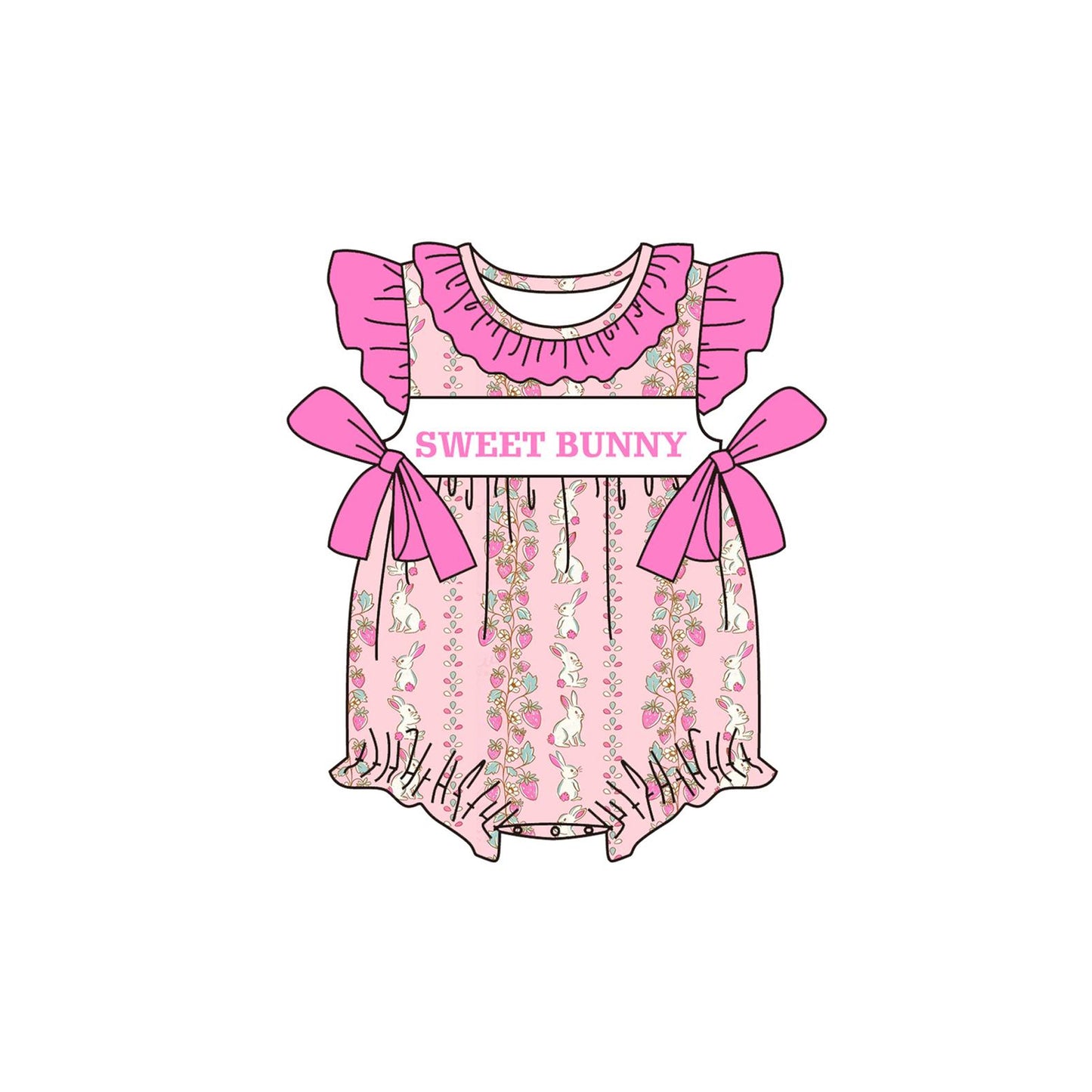 Pre-order no moq SR3969 pre-order baby girl clothes SWEET BUNNY flying sleeve bubble-26.1.13