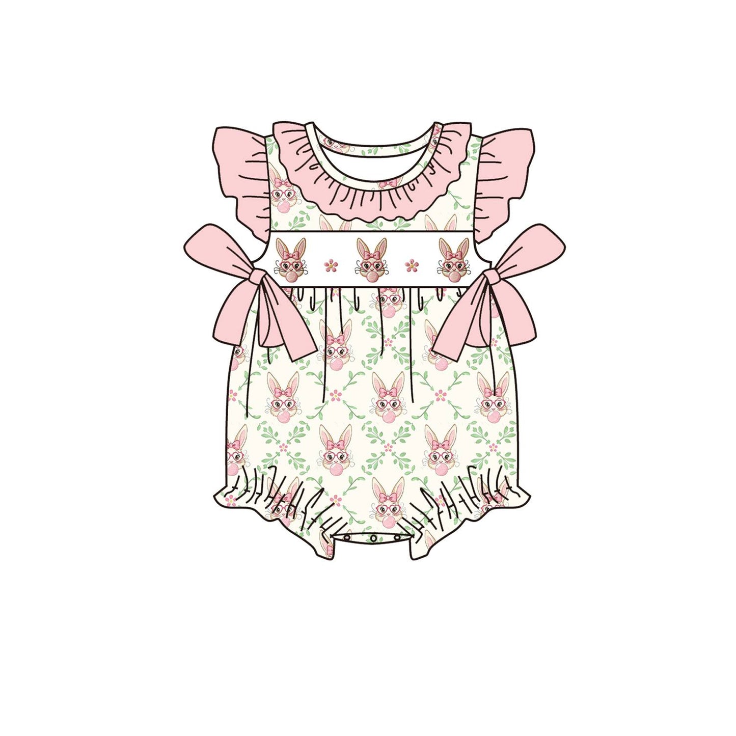 Pre-order no moq SR3970 pre-order baby girl clothes bunny flying sleeve bubble-26.1.13