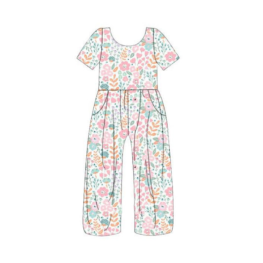 Pre-order no moq SR3987 pre-order baby girl clothes summer floral short sleeve jumpsuit-26.1.15