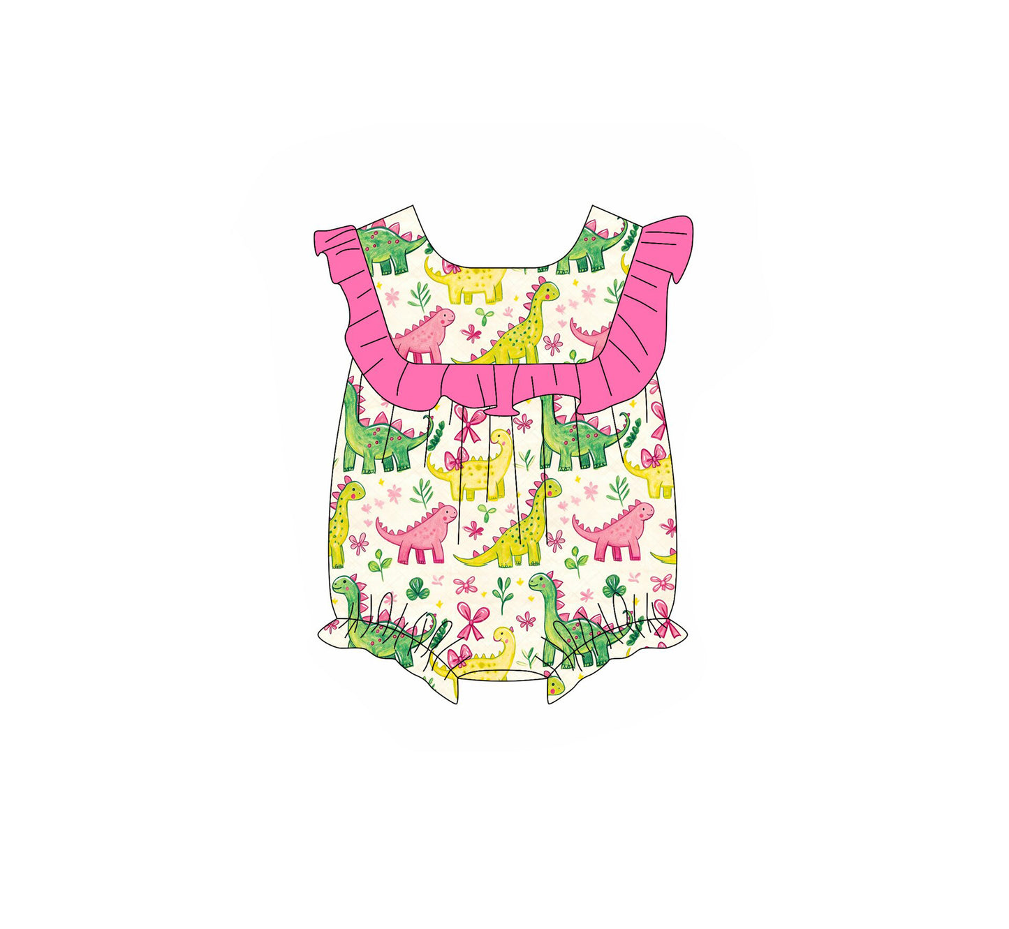 Pre-order no moq SR3993 pre-order baby girl clothes dinosaur vest bubble-26.1.15