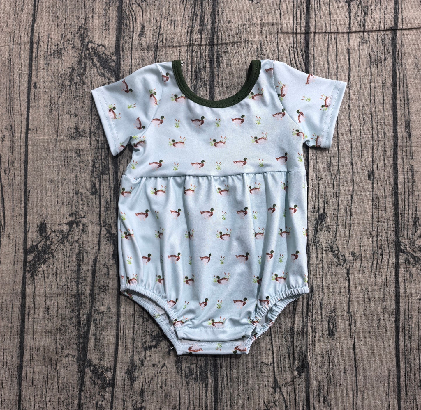SR3999 Preorder Sample Baby Boy Short Sleeve Ducks Hunting Rompers