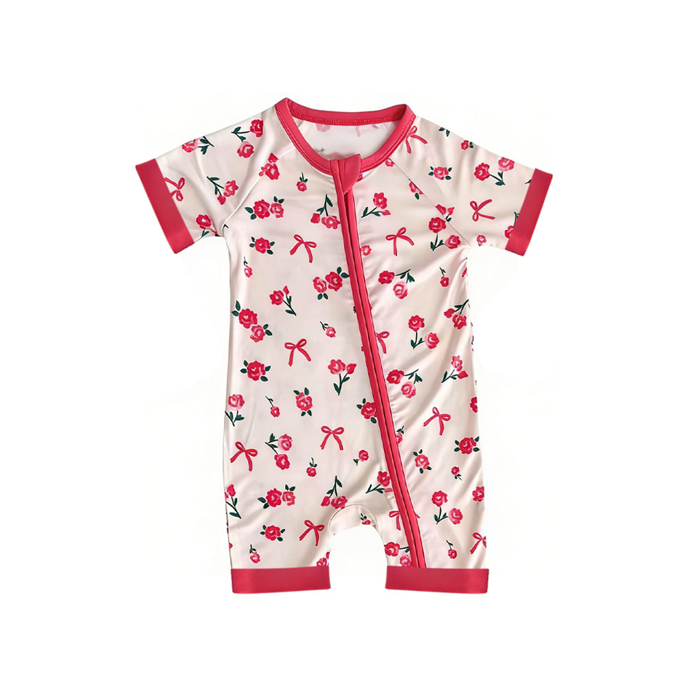 Pre-order no moq SR4004 pre-order baby girl clothes bow floral short sleeve bubble-26.1.19