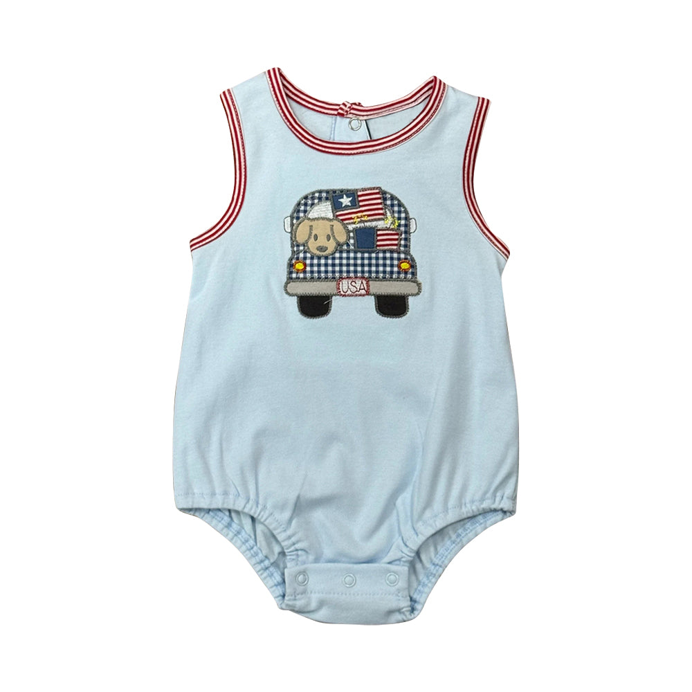 Pre-order no moq SR4016 pre-order baby boy clothes puppy flag vest bubble-26.1.21