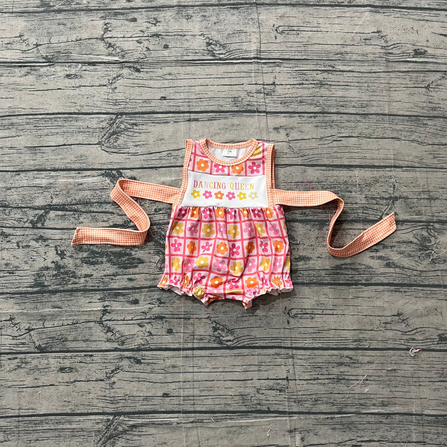 SR4018 Preorder Sample Baby Girl Colorful Flowers Checked Dancing Queen Ruffle Rompers