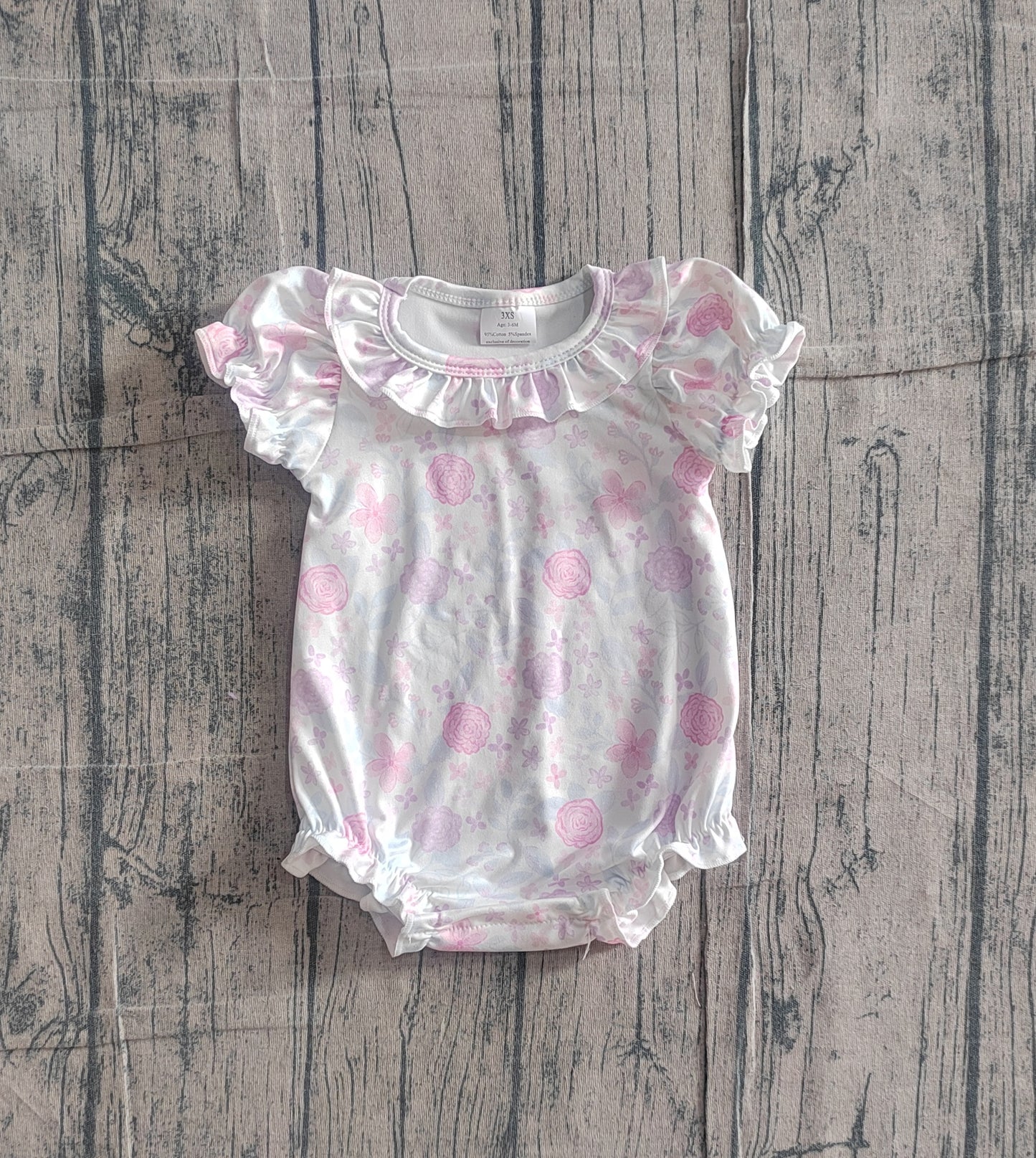 SR4023 Preorder IRL Baby Girl Short Ruffle Sleeve Colorful Flowers Rompers