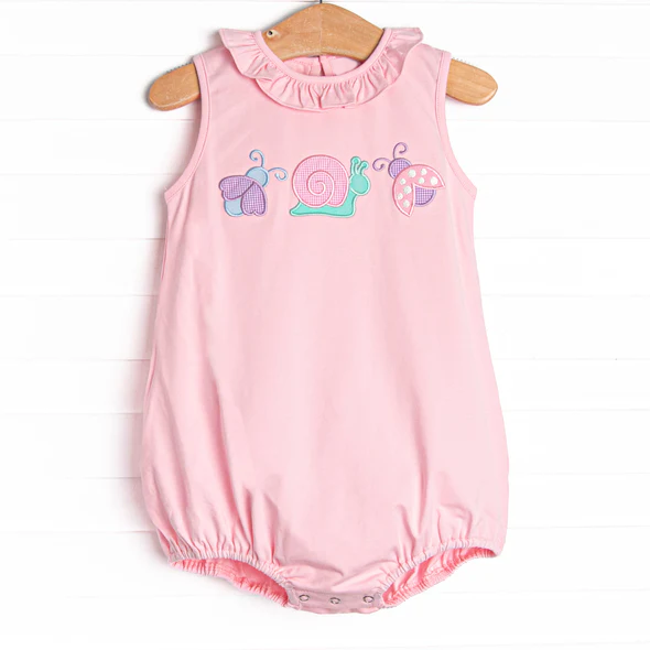 SR4037 Preorder Baby Girl Sleeveless Ladybirds Snails Ruffle Collar Rompers