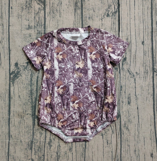 SR4059 Preorder Sample Baby Boy Short Sleeve Southern Leaves Camo Pockets Rompers