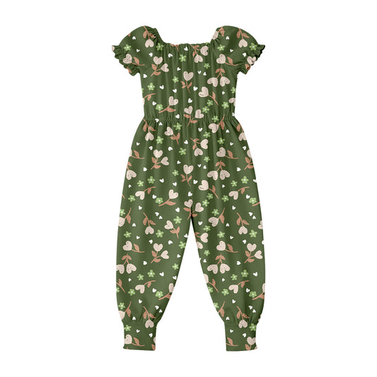 SR4068 Preorder Baby Girls Short Ruffle Sleeve Colorful Flowers Pant Jumpsuits