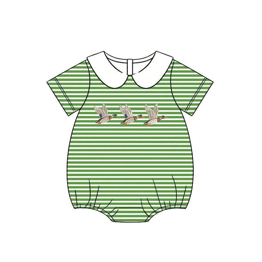 SR4083 Preorder Baby Boy Short Sleeve Ducks Stripe Rompers