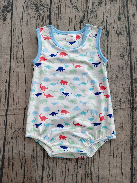SR4096 Preorder Sample Baby Boys Sleeveless Colorful Dinosaurs Rompers