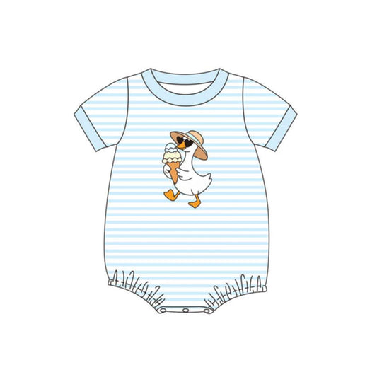 SR4102 Preorder Baby Boy Blue Stripe Ice Cream Gooses Rompers