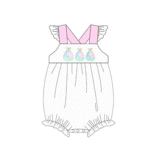 SR4103 Preorder Baby Girl Pink Polka Dots Boats Ruffle Rompers