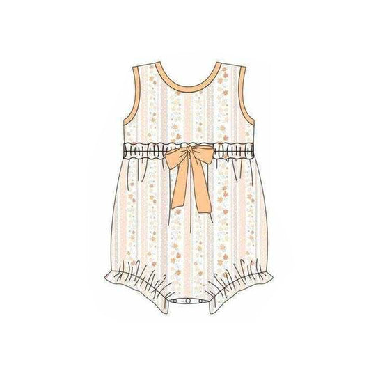 SR4122 Preorder Baby Girl Sleeveless Colorful Flowers Stripe Ruffle Rompers