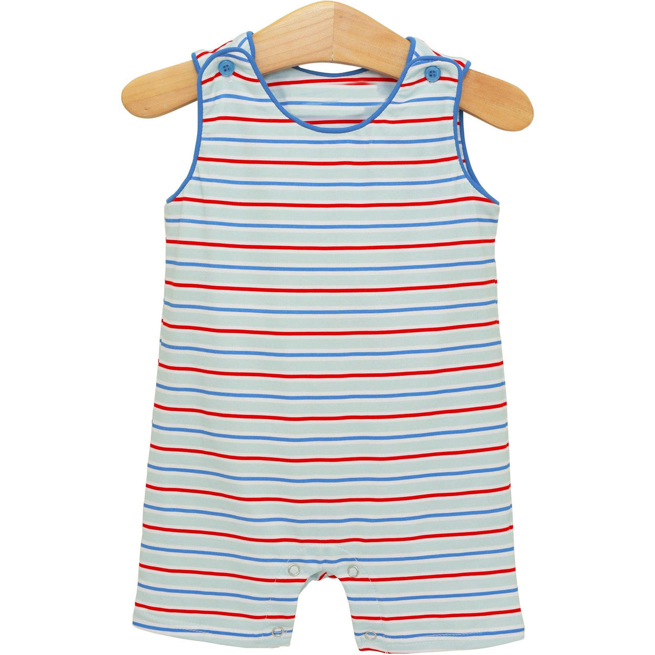 SR4147 Preorder Baby Boy Sleeveless Red Blue Stripe 4th of July Shorts Romper