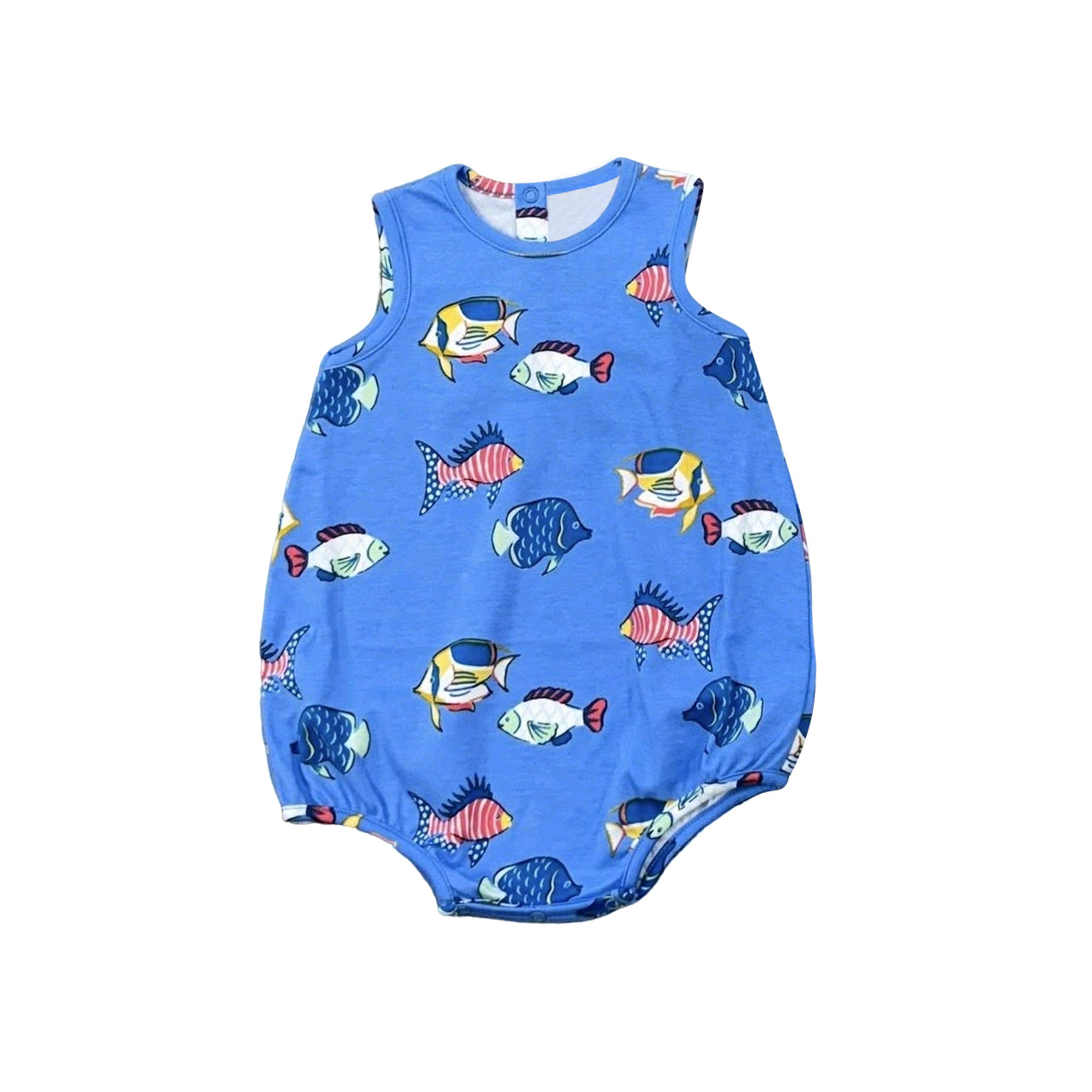 SR4151 Preorder Baby Boy Sleeveless Red Blue Fishes 4th of July Romper
