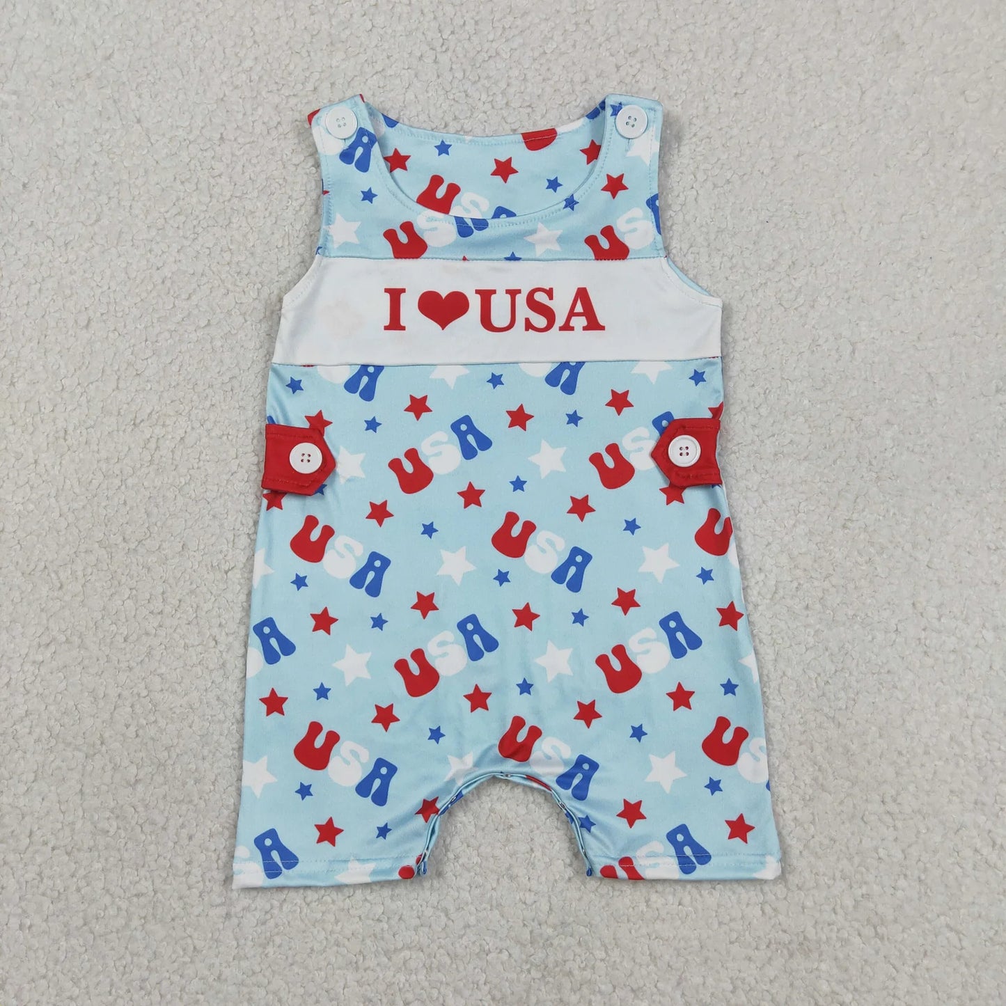 Baby Sibling Kids I Love USA Shirt Shorts 4th of July Clothes Set Knee Length Dress Rompers