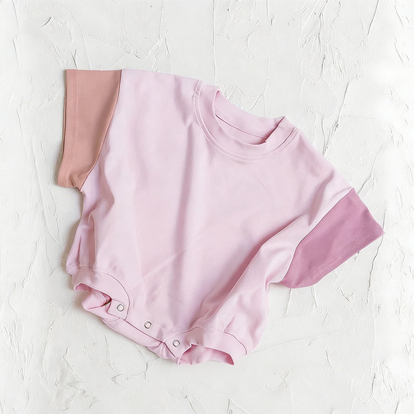 SR4156 Preorder Baby Girl Pink Patchwork Short Sleeve Romper