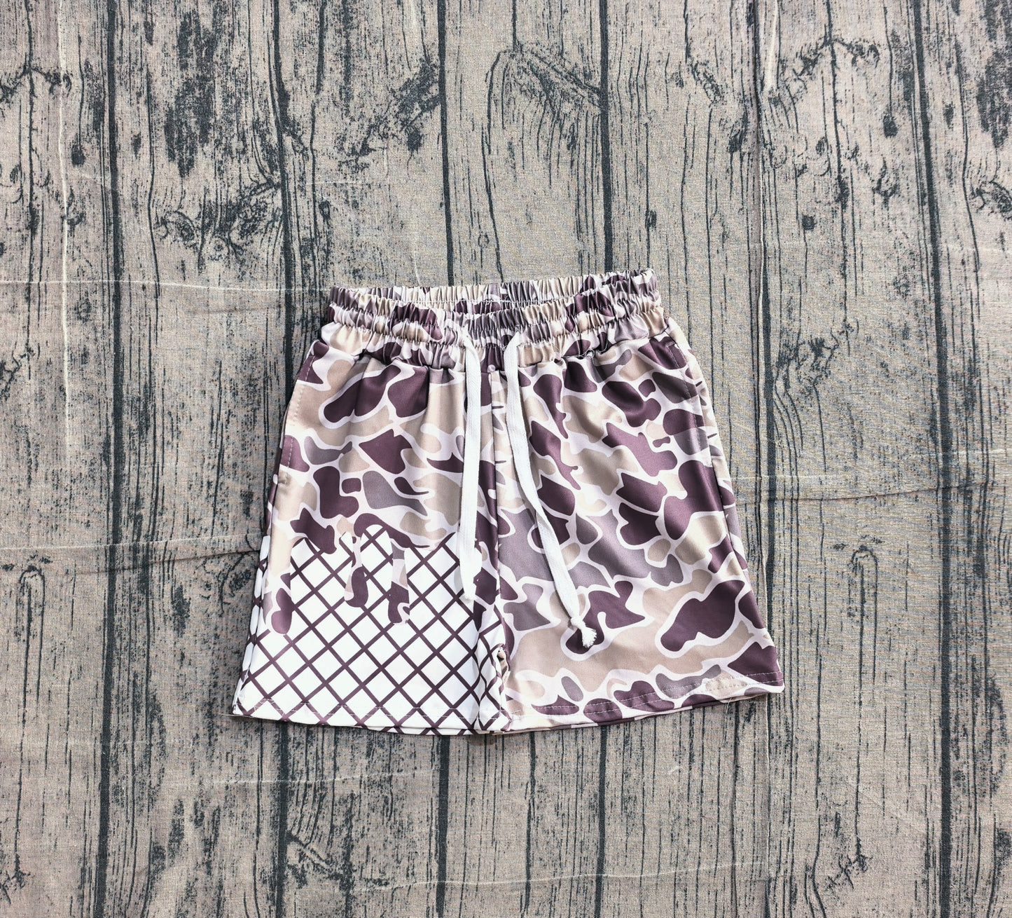 SS0648 Preorder Sample Baby Boys Dark Grey Camo Drip Team Shorts Bottom