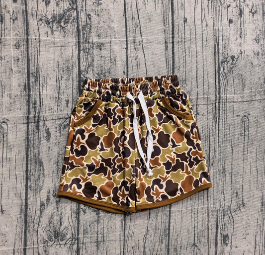 SS0673 Preorder IRL Baby Boy Olive Brown Ducks Camo Hunting Pockets Shorts Bottom