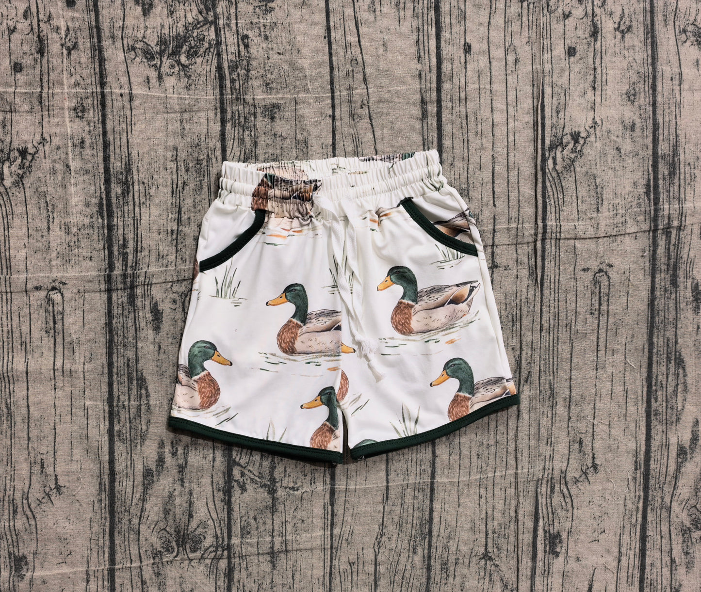 SS0677 Preorder IRL Baby Boy Ducks Plaid Hunting Pockets Shorts Bottom