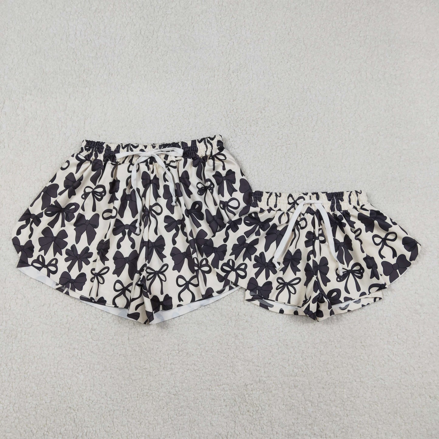 Sibling Baby girls clothes and adult clothes yoga bow kids shorts and adult shorts