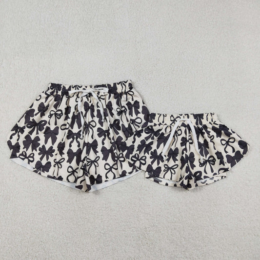 Sibling Baby girls clothes and adult clothes yoga bow kids shorts and adult shorts