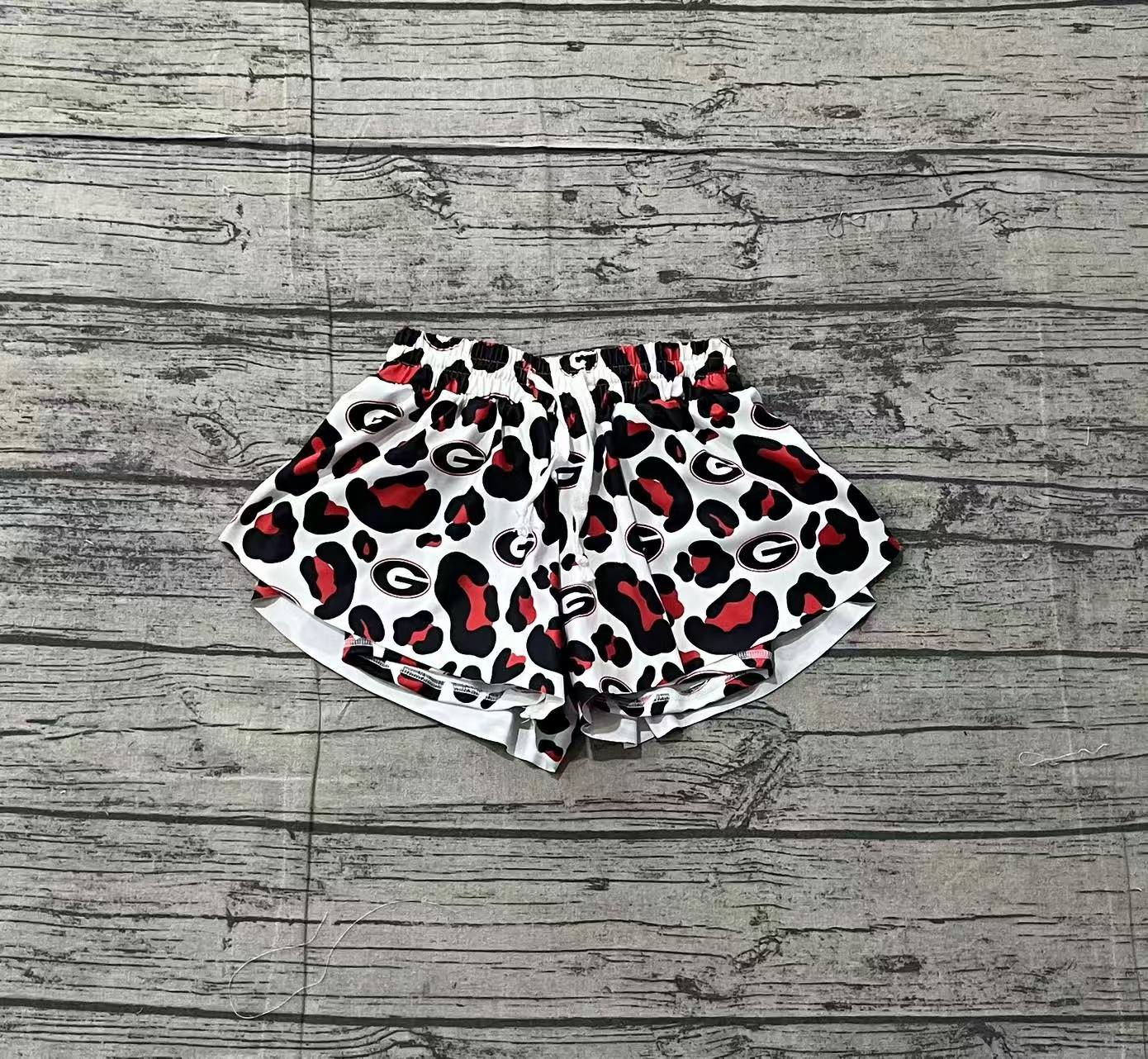Pre-order no moq SS0814 baby girl clothes summer yoga team camouflage dark red shorts-26.1.25