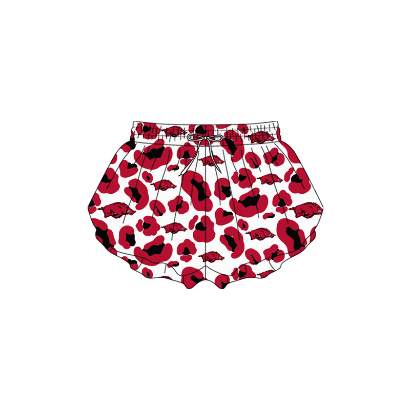 Pre-order no moq SS0818 baby girl clothes summer yoga team camouflage red shorts-26.1.13
