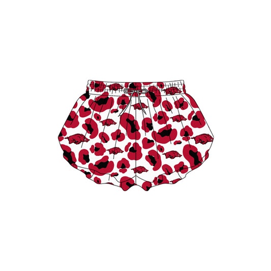 Pre-order no moq SS0818 baby girl clothes summer yoga team camouflage red shorts-26.1.13